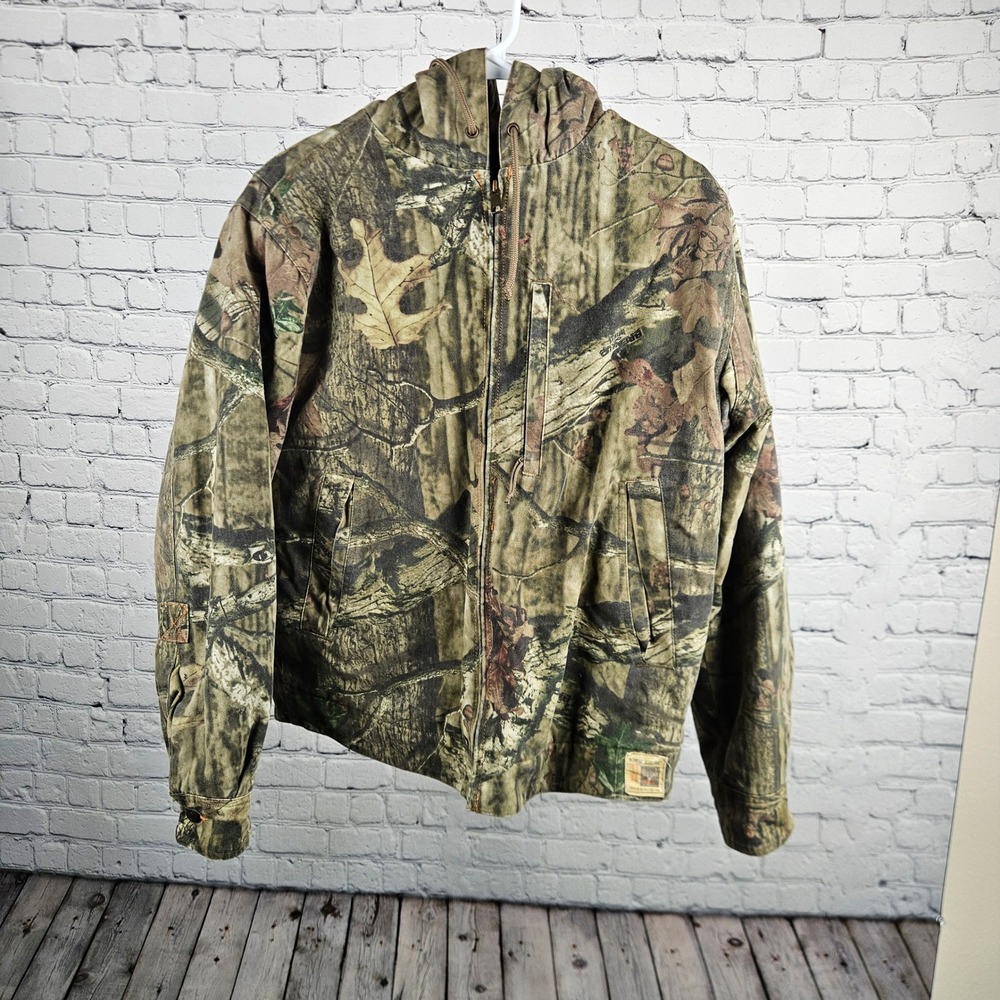 RedHead Silent-Hide Camo Hooded Jacket Mens Small Full Zip Quilted Lined Hunting